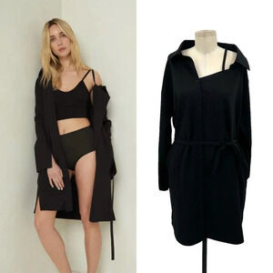 Oak + Fort Black Check Off Shoulder‎ Shirt Dress Size Small